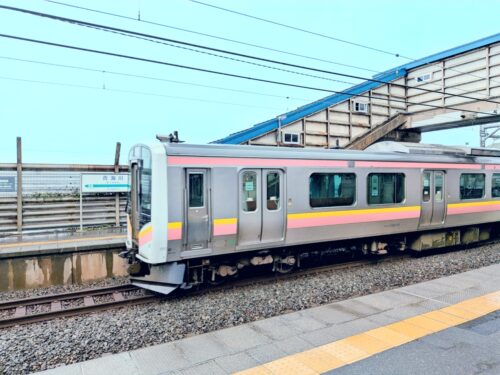 青海川に着いた電車